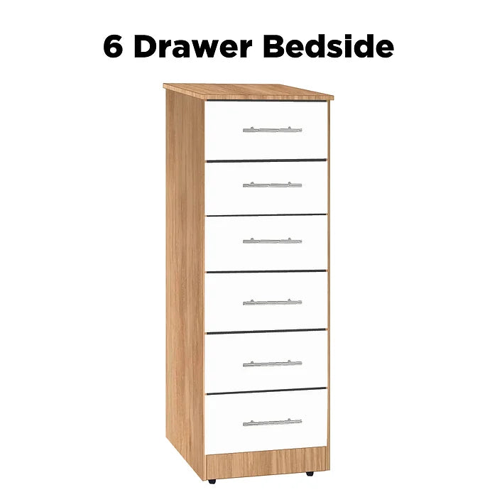 Nova Bedside Table with 6 Drawers