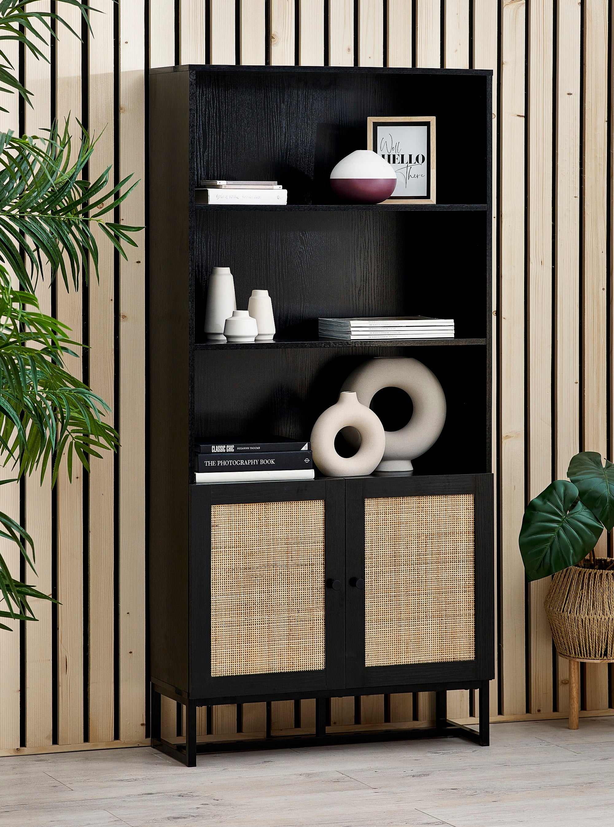 Rattan deals tall shelf