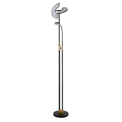 Mother & Child Floor Lamp in Satin Brass & Black Metal